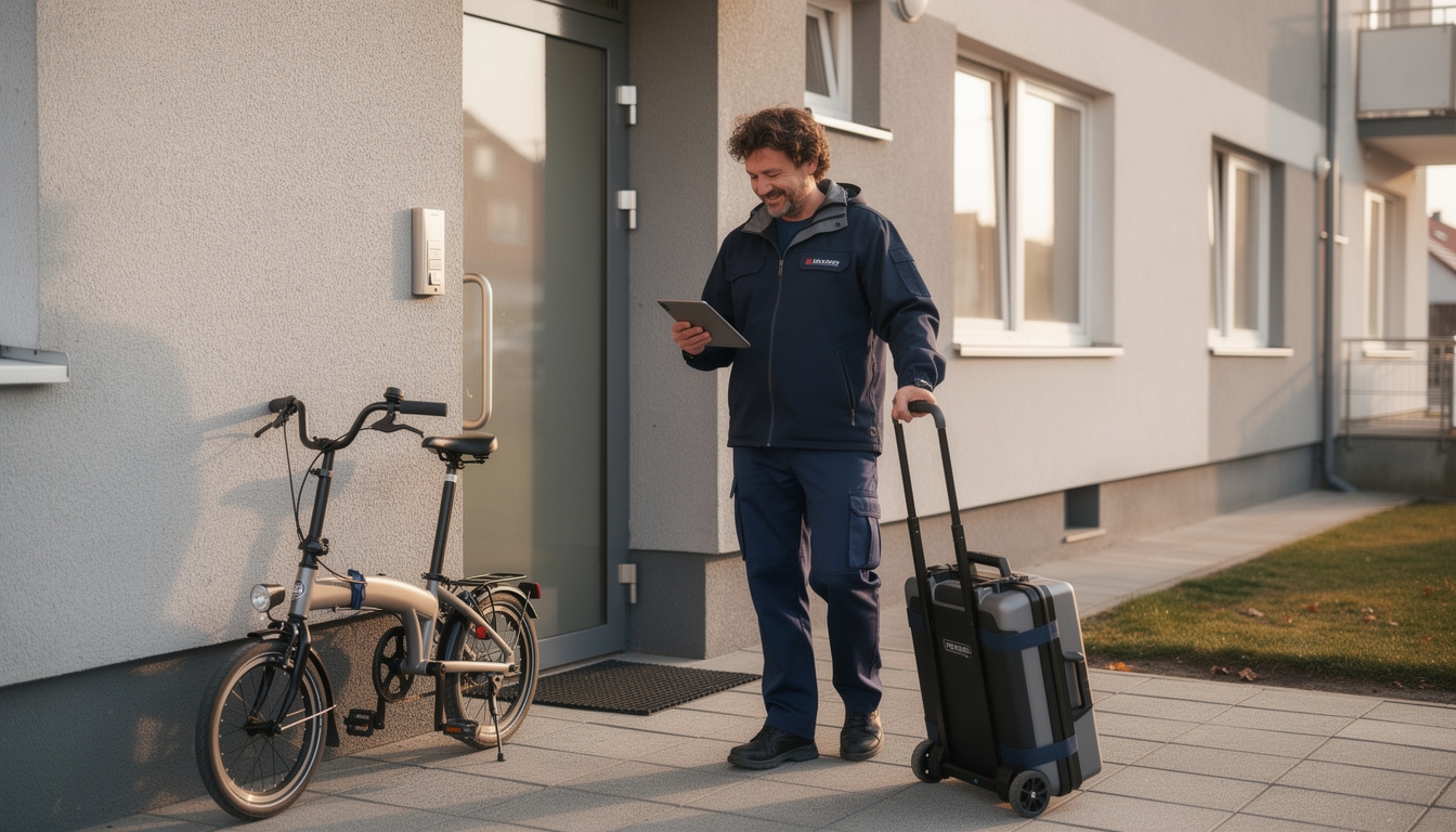 Mechanik podczas mobilnego serwisu roweru u klienta